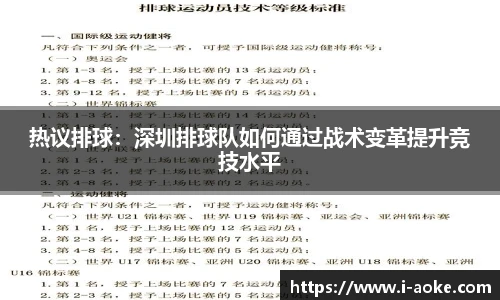 热议排球：深圳排球队如何通过战术变革提升竞技水平
